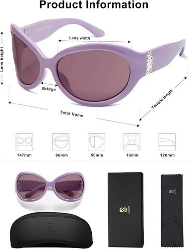Vista 5 de SOJOS Gafas de sol de gran tamaño para mujer y hombre SJ2275
