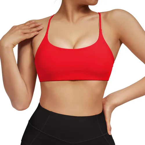 Vista 2 de DOULAFASS Sujetadores deportivos para mujer, con tirantes, sexy, lindo, espalda cruzada, soporte ligero, para entrenamiento, yoga, con copas