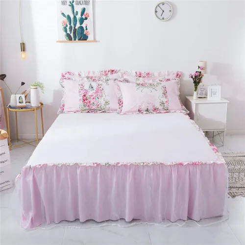 Vista 4 de FADFAY Home Textile - Juego de funda de edredón con estampado floral rosa rosa para niñas, 4 piezas, tamaño individual