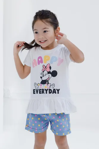 Vista 77 de Disney Minnie Mouse - Conjunto de camiseta floral arcoíris y pantalones cortos de cambray, tallas de bebé a niño grande (12 meses - 14-16)