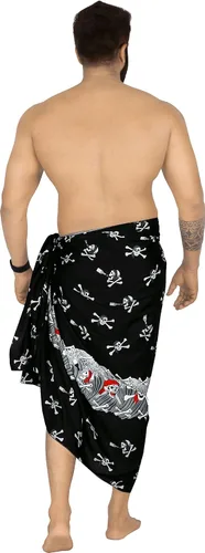 Vista 4 de LA LEELA Disfraces de Halloween para hombre, pareo, pareo, piratas caribeños, trajes de baño, trajes de baño completos para la playa para hombres