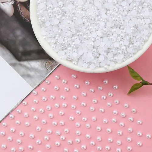 Vista 3 de 6000 perlas blancas planas de 0.157 in para arte de uñas, perlas semicirculares a granel para hacer obras de arte, manualidades, accesorios