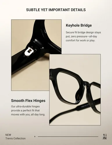 Vista 4 de TIJN Gafas de Bloqueo de Luz Azul para Mujeres y Hombres Marco Rectangular TR90 y Estilo Elegante Preppy Gafas de Pantalla de Computadora