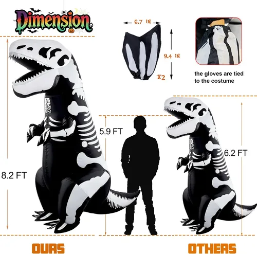 Vista 2 de Lulu Home Halloween Dinosaur Costume T-Rex Inflatable Costume for Adult Negro & blanco