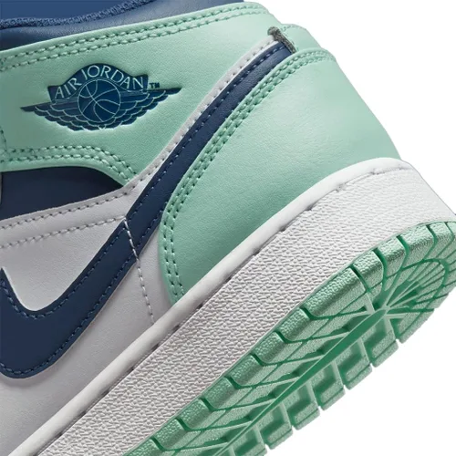 Vista 7 de Nike Air Jordan 1 Mid GS Zapatos para hombre, azul marino místicoespuma menta, blanco, 4.5 niños grandes, negro, blanco, rojo (WhiteGym Red-Black)