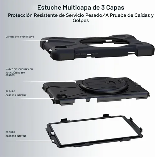 Vista 5 de ProCase Funda Lenovo Tab K10 de 10.3 pulgadas 2021 / M10 FHD Plus (2ª generación 2020), resistente a prueba de golpes, con soporte giratorio