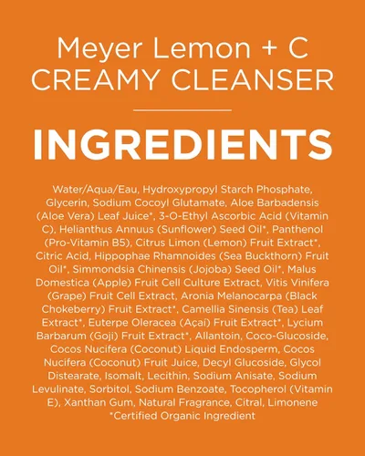 Vista 8 de Andalou Naturals Meyer Limón + C cremoso Limpiador, 6 Onza Lavado facial suave para tonificar y aumentar el brillo, aloe vera e ingredientes