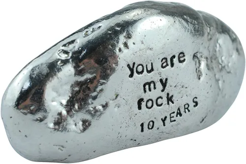 Vista 3 de Pirantin Idea de regalo de 10º aniversario 100% de estaño con texto en inglés "You are My Rock" – Regalo de metal sólido para 10 años