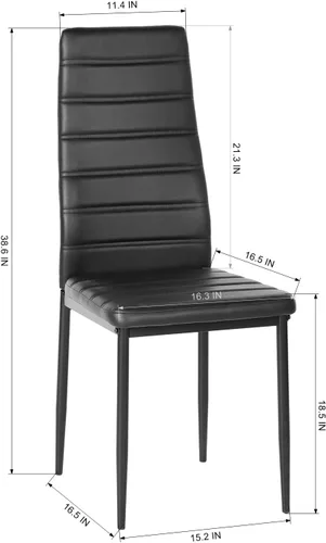 Vista 3 de Juego de 4 sillas de comedor, ergonómicas con respaldo alto, tapizadas, de piel sintética, para cocina en el hogar, marco de acero metálico, ahorro