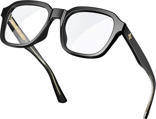 Vista 15 de VISOONE Oversized Cute Chunky Square Computer Glasses for Women Men BENNETT Blocking 99% Harmful Blue Light Anti Glare TR90 Lightweight Clear