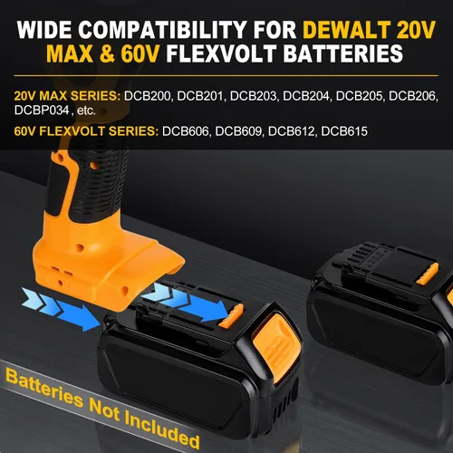 Vista 6 de DTEZTECH Luz de trabajo LED para batería Dewalt de 14.4 V-20 V Max, linterna inalámbrica multifuncional de 2000 lm para exteriores, 25 W, adecuada