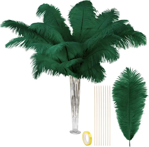 Vista 17 de VIJIV Plumas de avestruz grandes de color negro natural, 10 piezas, kit de fabricación de plumas de 28 pulgadas de largo para manualidades, flores
