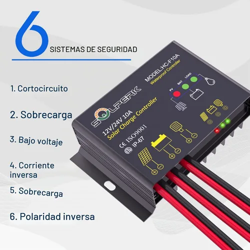 Vista 3 de SOLPERK - Kit de panel solar de 50 W 24 V, controlador PWM impermeable inteligente de 10 A, cargador de batería solar para exteriores y hogar