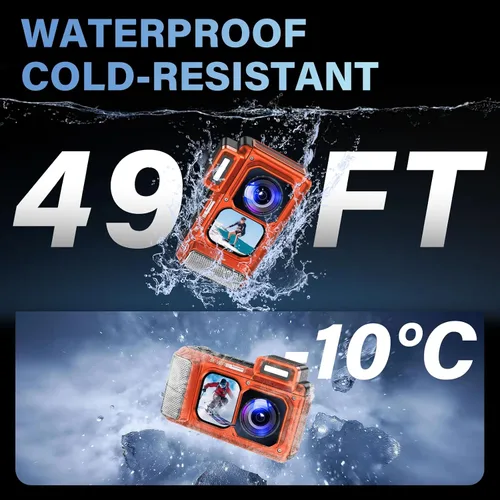 Vista 3 de Maxmango V08 Pro - Cámara subacuática de 49 pies, cámara digital impermeable WiFi de 8K 90MP con pantalla táctil, a prueba de polvo, a prueba