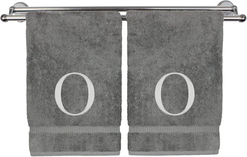 Vista 84 de Toalla de mano monogramada, regalo personalizado, juego de 2 - Toalla bordada con letra de bloque dorada - Extra absorbente 100% algodón turco
