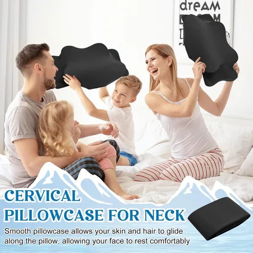 Vista 6 de Hahafelt Funda de almohada cervical refrescante con cierre de sobre (solo funda de almohada) Funda de almohada ergonómica para el cuello, funda