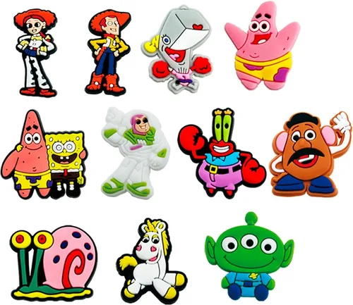Vista 3 de Liucomue Paquete de 30, 50, 100 dijes de dibujos animados para zapatos de anime, pines a granel para niños Crock Boy Girls, accesorios de decoración