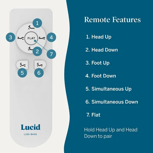 Vista 7 de LUCID Base de cama ajustable L300, Bluetooth, aplicación para teléfono, inclinación de cabeza y pies, masaje dual interactivo, control remoto