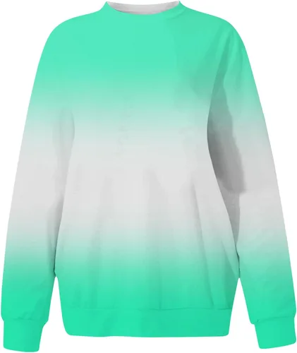 Vista 4 de Suéteres de otoño para mujer, sudadera de bloque de color para mujer, manga larga, cuello redondo, casual, cómodo, holgado, ligero