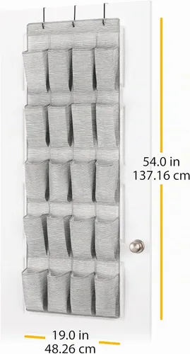 Vista 3 de Whitmor Organizador de zapatos sobre la puerta - 20 secciones - gris teñido espacial