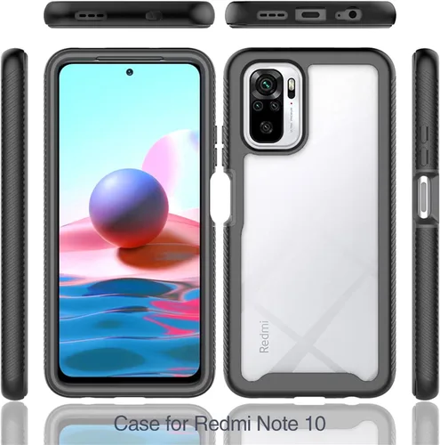 Vista 2 de Funda para Redmi Note 10, Redmi Note 10S, protección contra caídas 2 en 1 híbrida resistente de doble capa de armadura protectora para Xiaomi Redmi