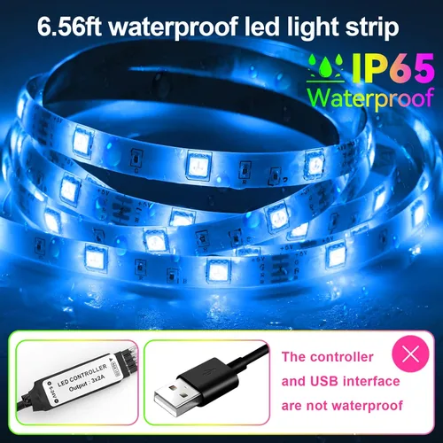 Vista 4 de Kit de tiras de luces LED, tira de luces LED RGB de 2 x 6.56 pies para retroiluminación LED de TV de 40 a 60 pulgadas, tira de luz que cambia