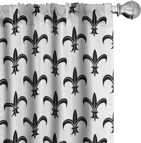 Vista 50 de Ambesonne Paquete de 2 cortinas otoñales para ventana, diseño otoñal con formas intrincadas en espiral y estampado de hojas voladoras, juego ligero