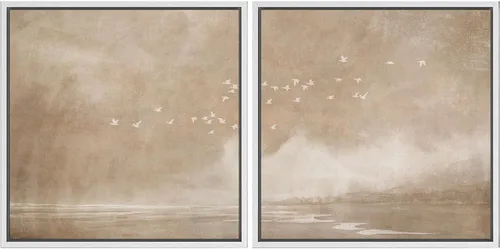 Vista 110 de SIGNFORD Impresión en Lienzo Enmarcado Arte de Pared Art Nouveau Lago de Cisnes Elegantes Ilustraciones de Aves Acuáticas Moderno Boho Naturaleza