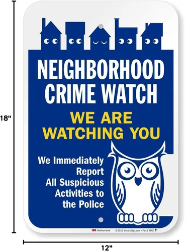 Vista 8 de SmartSign Letrero de "Neighborhood Crime Watch - We Are Watching You" 12 x 18 pulgadas, aluminio reflectante de grado diamante 3M