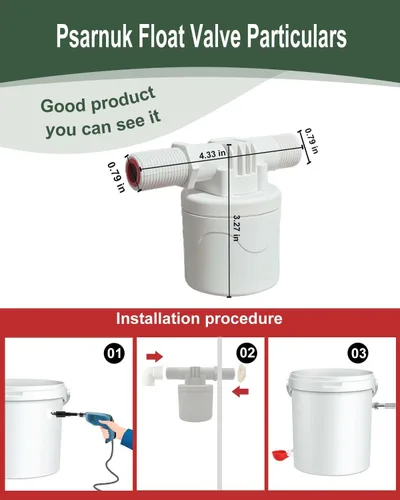 Vista 8 de Válvula de flotador automática para pollos – entrada lateral, adecuada para varias tazas y pezones de agua de pollo, fácil de instalar, con abridor