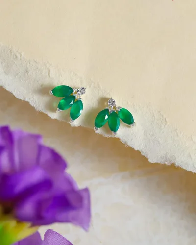 Vista 3 de YoTreasure 925 Sterling Silver Moonstone Black Green Onyx White Blue Topaz Stud Earrings