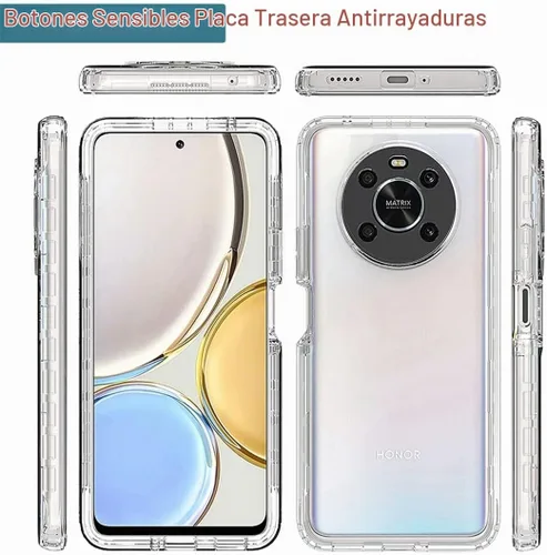 Vista 5 de Funda para Honor X9 (4G/5G)/X30/Magic4 Lite Any-NX1 Funda con protector de pantalla de vidrio templado suave 360° cuerpo completo a prueba de golpes