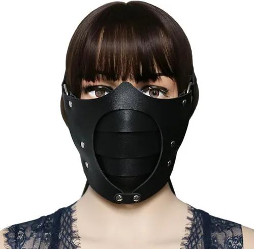 Vista 4 de Máscaras de cuero para mujer máscara ajustable de media cara para gato conejo mascarada cosplay Halloween carnaval