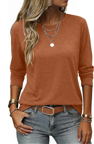 Vista 8 de Zeagoo Women Crewneck Casual Long Sleeve Tops Fall Tshirts Layer