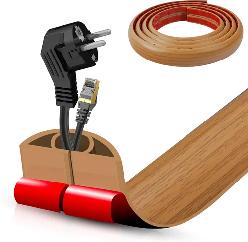 Vista 71 de Cubierta autoadhesiva para cables de suelo, gestión de cables de 3.3 pies, protector de tira de extensión para cables, evita tropiezos de cables
