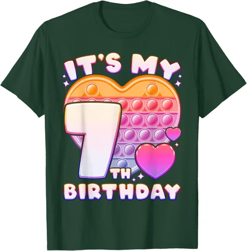 Vista 85 de Pop-it Birthday Girl 7 años de edad, Push it Pop Fidget Bubble Camiseta, Negro
