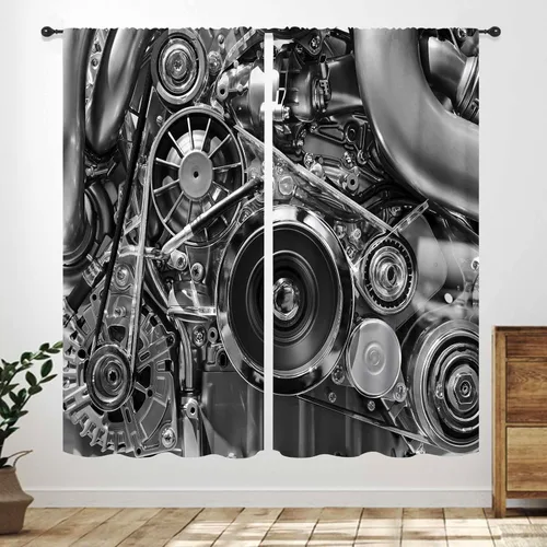 Vista 6 de Cortinas de ventana de garaje, retro, para reparación de cuevas de hombre, herramientas de garaje, cobertizo, taller, piezas de automóvil, motor