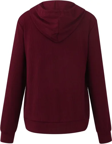 Vista 4 de UODSVP Tops de lino para mujer, a la moda, con cierre de cremallera, casual, manga larga, con capucha, abrigo