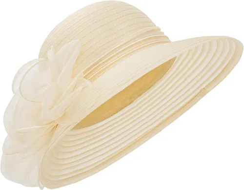 Vista 5 de Sombrero de organza para mujer, tocado del Derby de Kentucky para mujer, para cóctel, fiesta de té, sombrero de sol, boda, novia, flores, iglesia