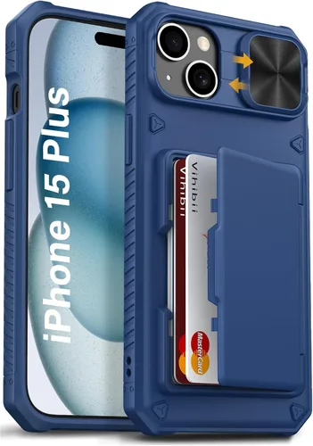 Vista 15 de Vihibii Funda para iPhone 13 Pro Max/iPhone 12 Pro Max con tarjetero (4 tarjetas) [bloqueo RFID] y cubierta de cámara deslizante, protección contra