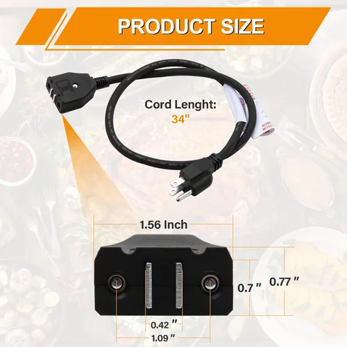 Vista 2 de Cable de alimentación magnético de repuesto para freidora eléctrica Masterbuilt XL de 10 litros, piezas y accesorios para freidoras de pavo