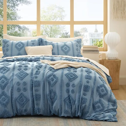 Vista 18 de Bedsure Funda de Edredón de Lujo Tipo Waffle Tamaño Queen - Juego de Funda de Edredón Texturizada, Suave, Juego de Ropa de Cama Transpirable