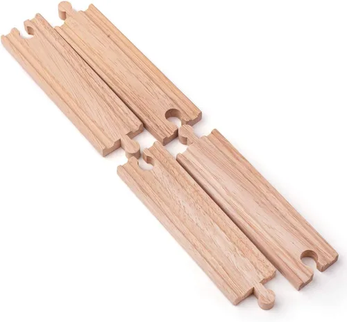 Vista 5 de Bigjigs Rail Largas rectas (paquete de 4) - Otras marcas principales de rieles de madera son compatibles