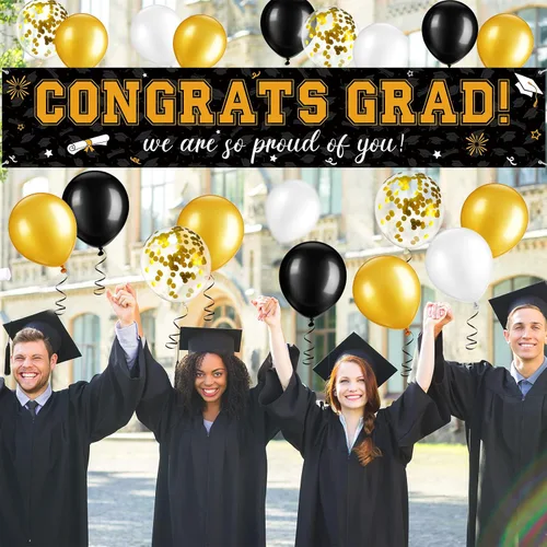 Vista 6 de Cartel de graduación de 37 piezas para decoración de globos de clase de 2026, pancarta de felicitaciones graduadas para decoración al aire libre