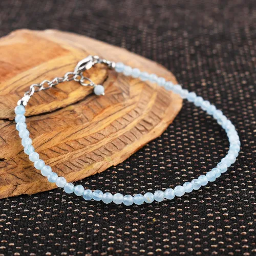 Vista 17 de InfinityGemsArt Natural Stone Beads Dainty Bracelet Jewelry for Women, Crystals and Gemstones Birthstone 925 Sterling Silver Chain 8 inch Gifts For