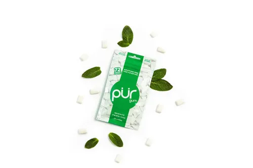 Vista 4 de PUR Goma de mascar 100% xilitol, menta verde, azúcar + aspartamo, vegano + sin OMG, 72
