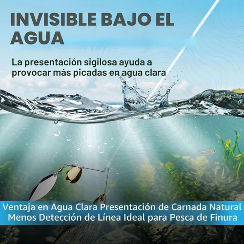 Vista 4 de Reaction Tackle Línea de pesca de fluorocarbono 100% puro, alta resistencia, resistente a la abrasión, hundimiento rápido, prácticamente invisible