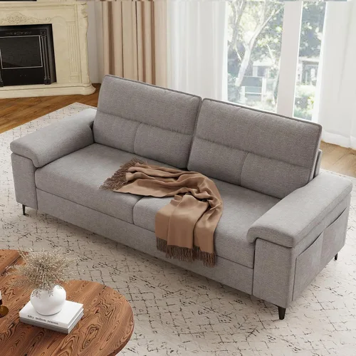 Vista 20 de Upvilla Sofá moderno de 71.25 pulgadas para sala de estar, sofás de asiento profundo con cojín de 8 pulgadas, cómodo sofá de amor de felpilla de 2