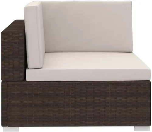 Vista 9 de 3 Piece Poly Rattan Patio Sofa Set with Cushions Brown