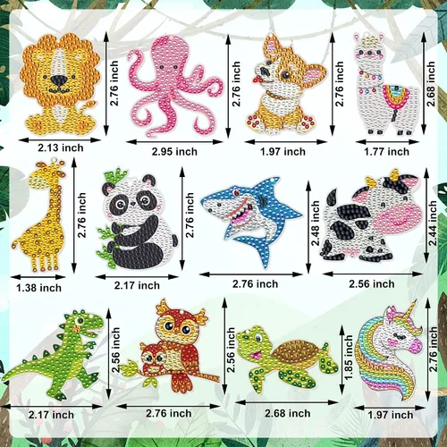 Vista 2 de Augisteen Kit de 12 llaveros de pintura de diamantes, adornos artísticos de diamantes de doble cara 5D, llaveros de diamantes DIY, colgantes